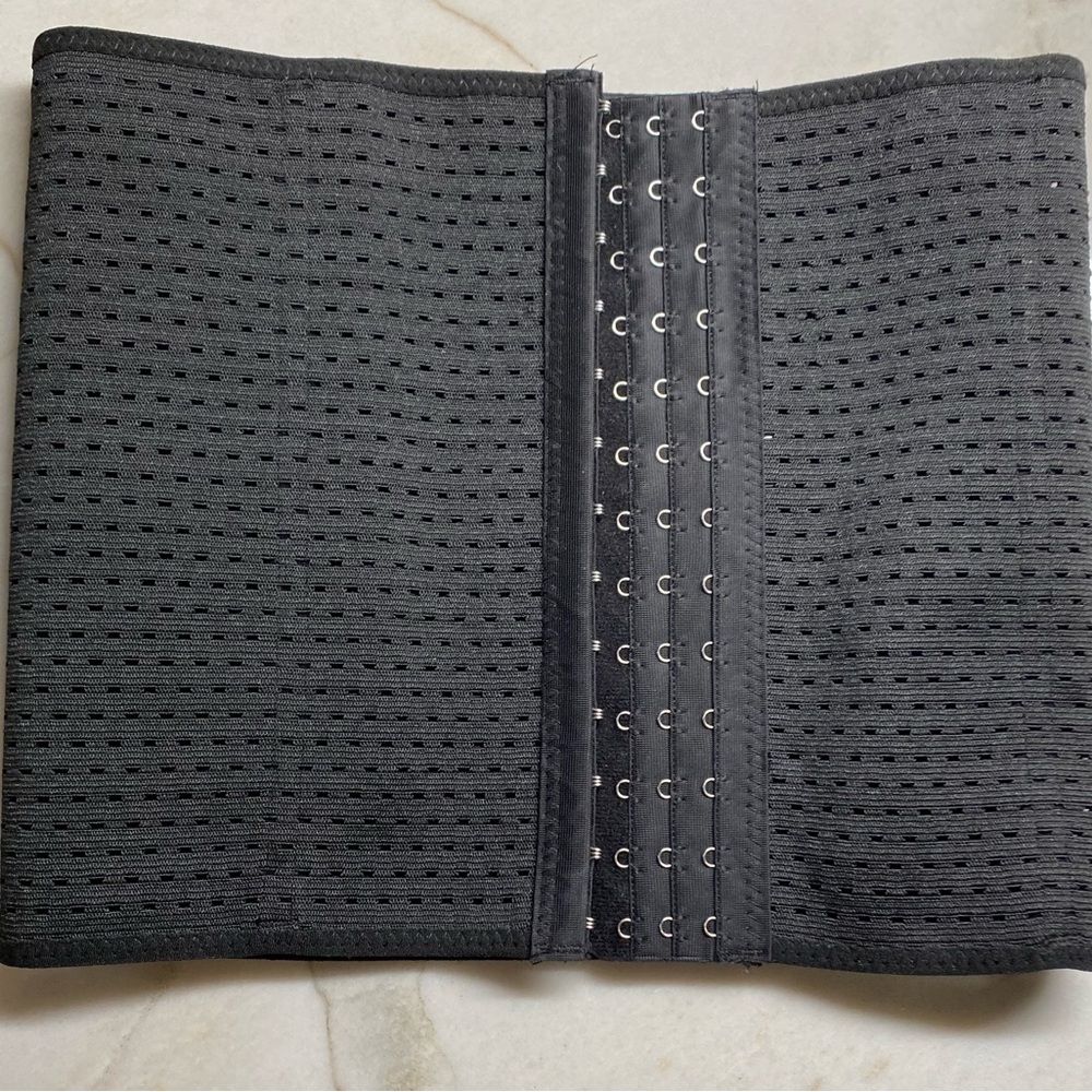 2 Waist cinches/trainer, black and white, with boning and hook and eye closure